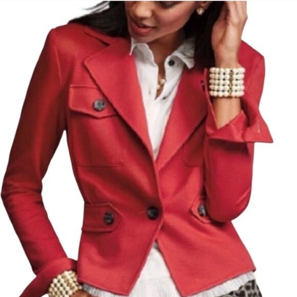 CAbi Little Red Jacket #3374 Tailored Ponte Knit Blazer Jacket Wonen's Size 4 - Picture 7 of 16